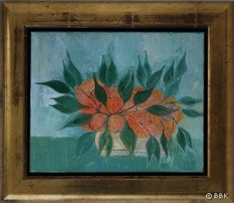 schilderij_stilleven oranje bloemen.JPG - stilleven met zacht oranje bloemen, 45x35 cm